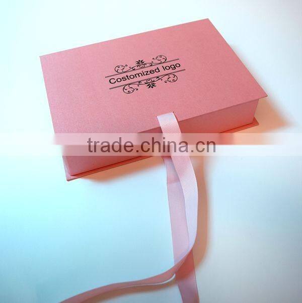 High end beautiful pink flat folding paper gift box