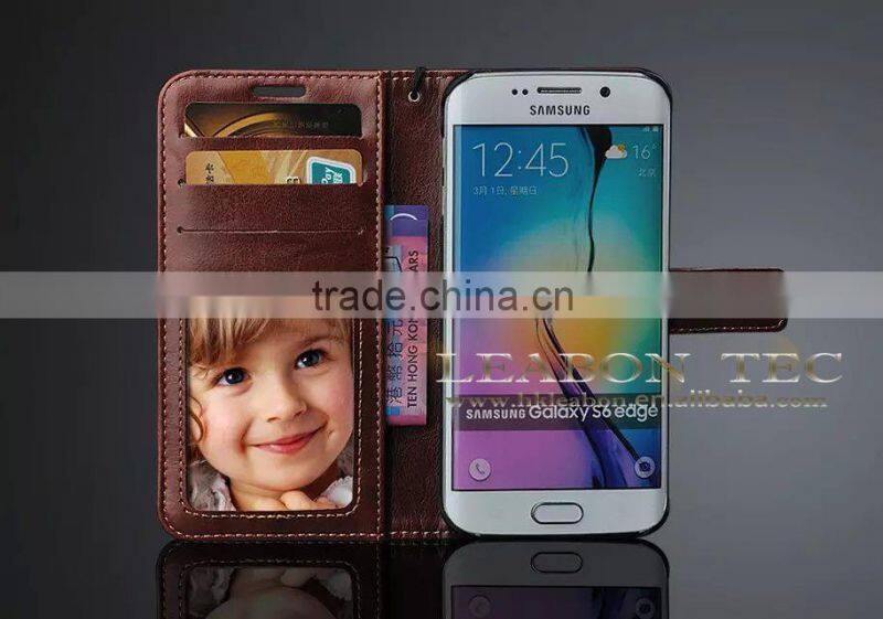 wallet leather case for samsung galaxy s6 edge cover case