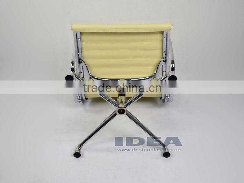 Replica Charles Low Back Ribbed meeting Chair - Cream White Color Genuine Leather