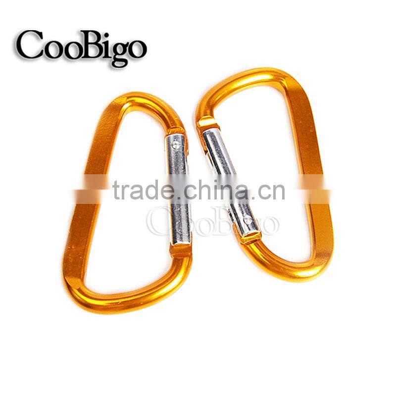 Multi-Color Aluminum Spring Flat Carabiner Snap Hook Hanger Keychain Hiking Camping #FLQ189-8C(Mix-s)