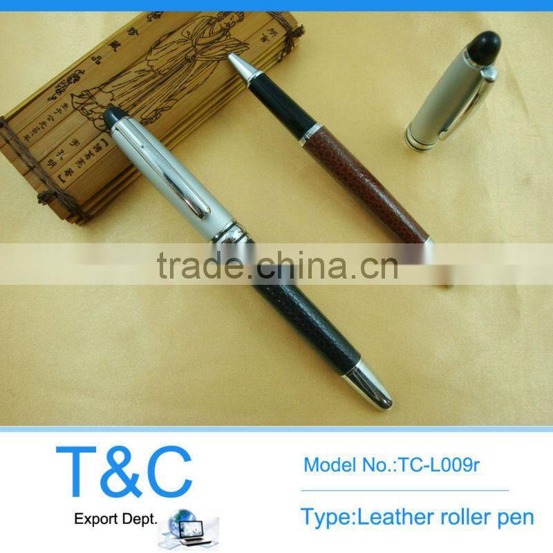TC-L010b new arrival high quality shining leather metal ball pen