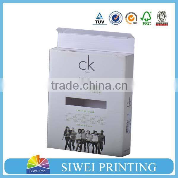 Customized underwear folding packaging paper box with clear window