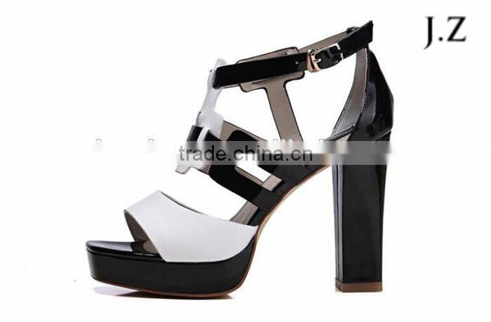YX01 flocking high heel 2cm platforms patent pu upper sandals shoes, wedding sandal, Roman sandal for girls