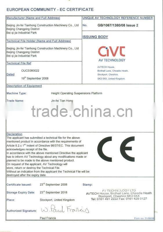 ZLP630/800/1000 steel suspended platforms