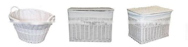 Square Set of 2 White Painted Wicker Baskets