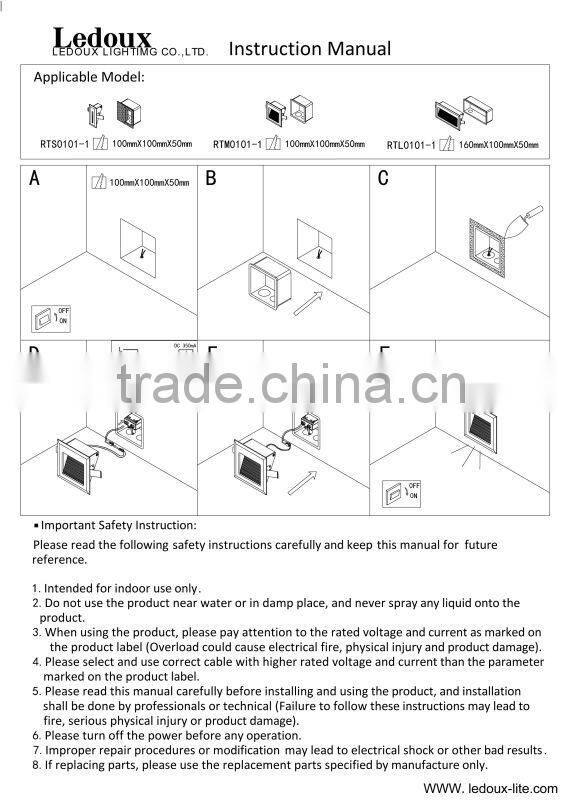 silver 3w led step light recessed stairs