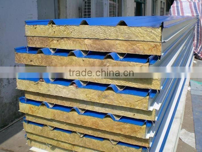 Fire proof Heat preservation material rock wool sandwich panel for wall and floor