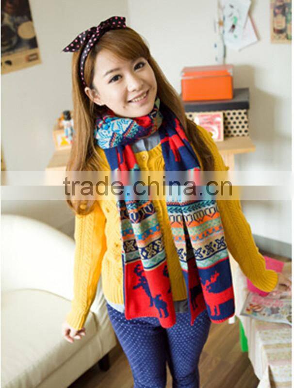 100% acrylic chunky jacquard double knitted scarf