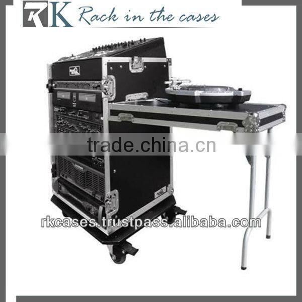 RK audio system rack case,10U slant mixer rack/14U vertical rack system with two tray and caster board