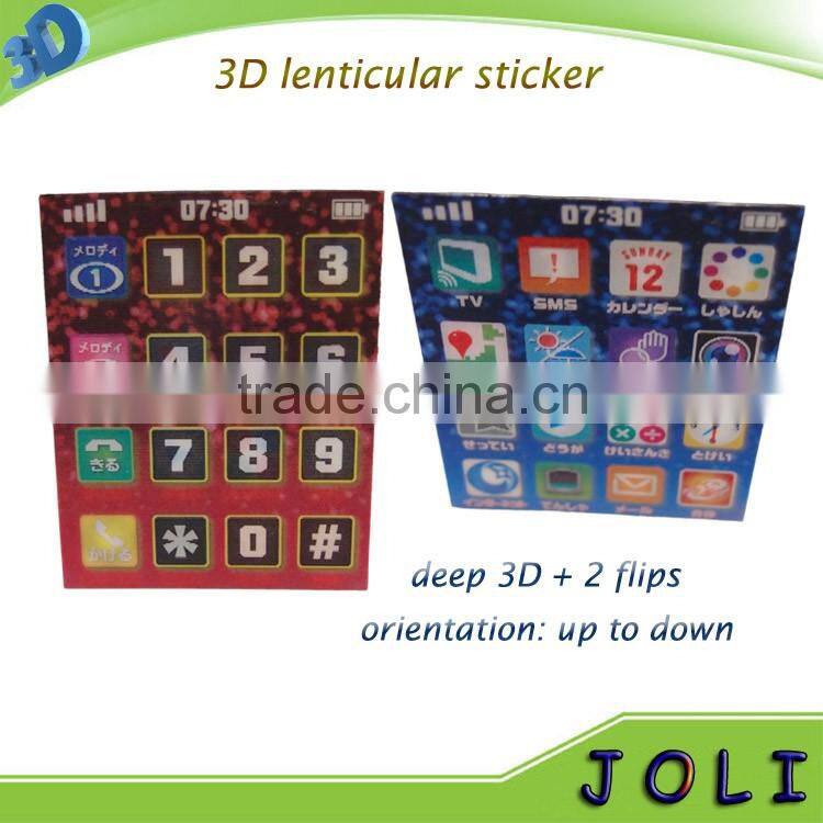 custom logo	cartoon character moving 3d lenticular sticker for toys