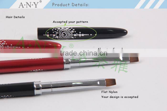 ANY Professional Nail Artist Using Nail Art Beauty Design Metal Handle UV Gel Flat Nail Brush Nylon Hair