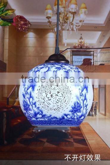 Vintage LED Pendant Light Blue White Porcelain Ceramic Loft Coffee Bar Restaurant Kitchen Lights