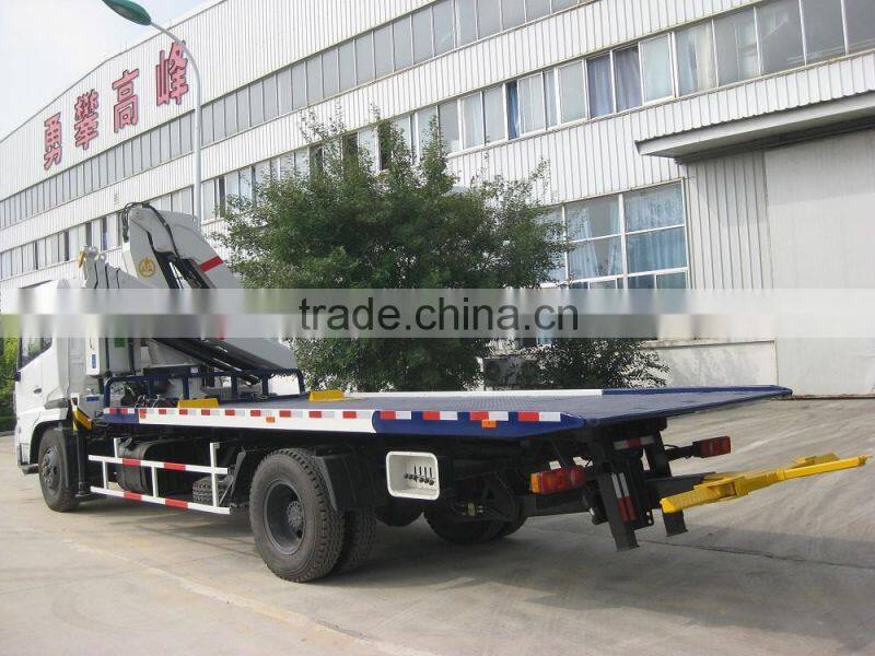 5 ton slide flatbed recovery truck wrecker with 6.3T crane for sale