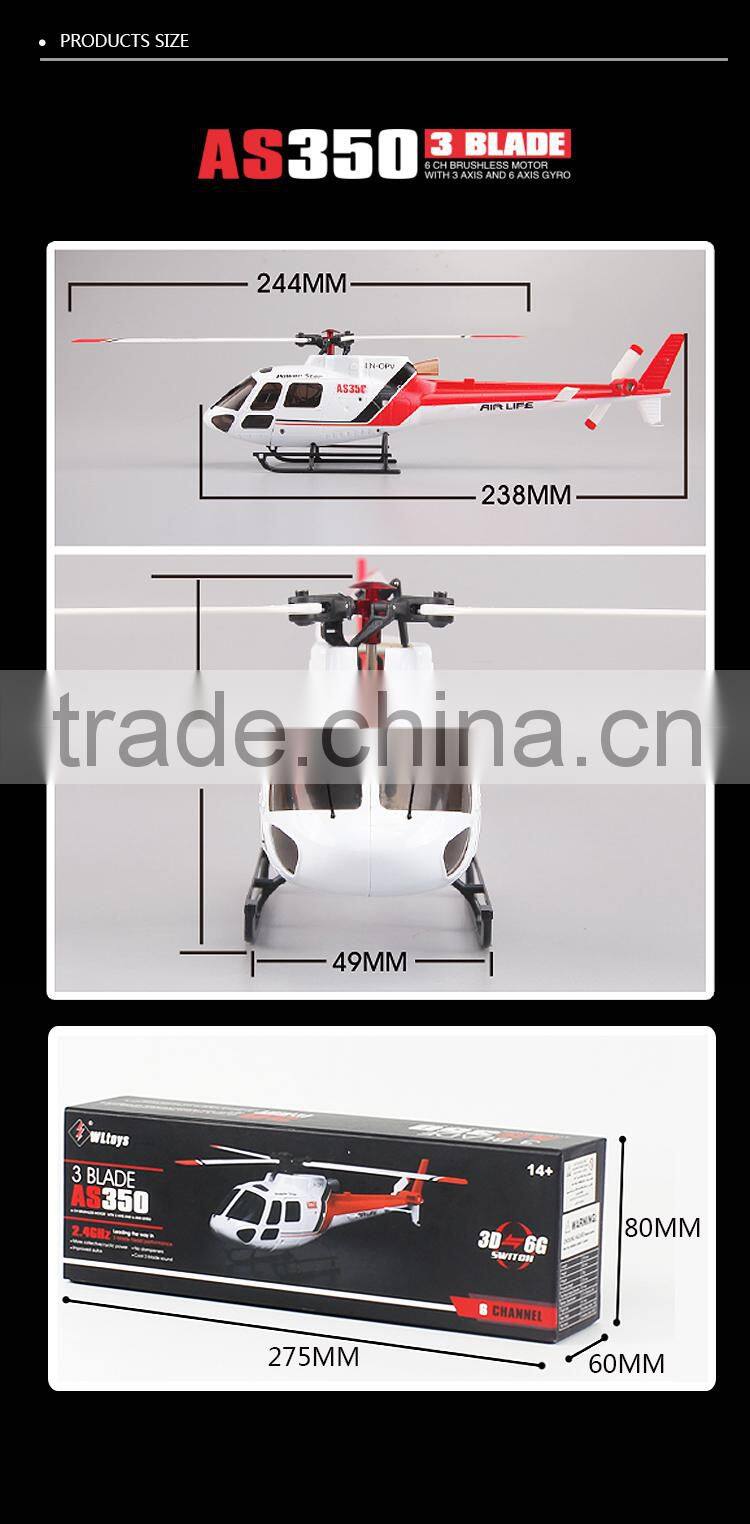 Original Wltoys V931 6CH Flybarless 3/6 Axis Gyro 3 Blade AS350 Scale RC Helicopter BNF