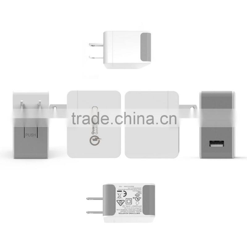 2016 new 5V/9V/12V QC3.0 wall charger with EU/US/AU/UK plug