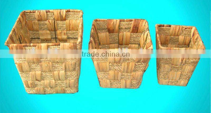 Three Pieces Water Hyacinth Home Storage Basket