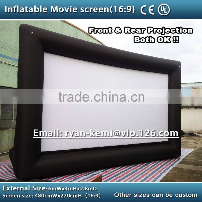 6x4m 16:9 inflatable movie screen inflatable rear projection movie screen inflatable film screen
