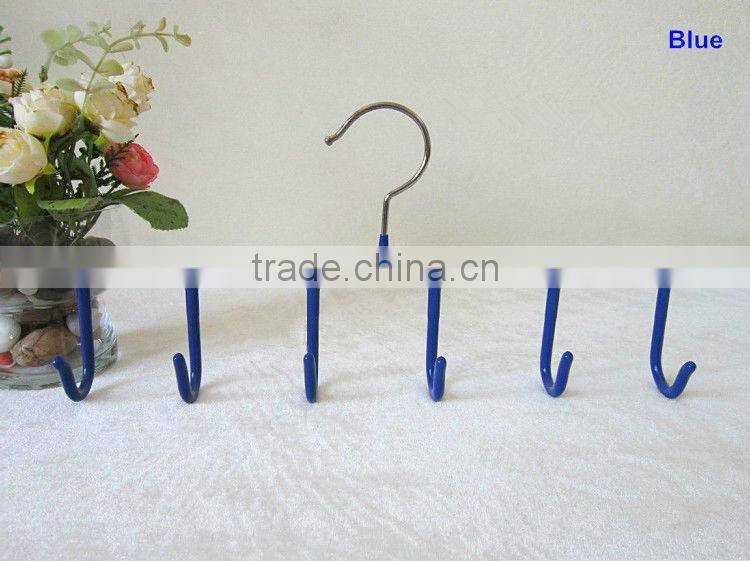 Non Slip PVC Coated 5 Hooks Hanger for Belt, Metal Accessories Organizer