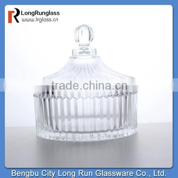LongRun 2015 selling fast 264ml Antique Threaded Clear Glass Candy Glass Container Wholesale Glass Jars factory supply