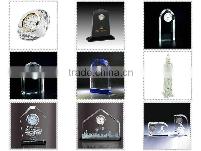 Clear Pink Polished Crystal Heart Clock For Wedding Gifts