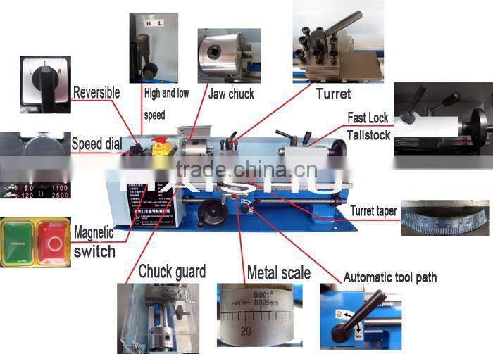hobby cnc metal machines CQ0618*300 mini bench lathe for sale and Micro cnc lathe price forJewelry and teaching