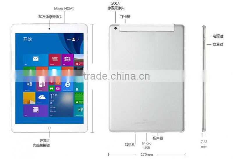 9.7 inch Tablet pc onda v919 3g air Win8 with original Office 365 SIM card slot