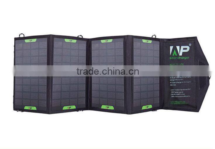 36W Foldable Solar Chargers for Laptop and Mobile phones with Dual Output Controller