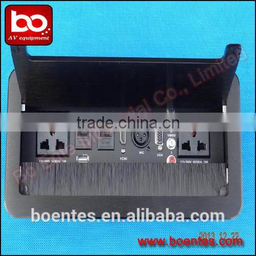 Aluminum Alloy Wire Drawing Panel Tabletop Flip Up Multifunctional Power Socket Box