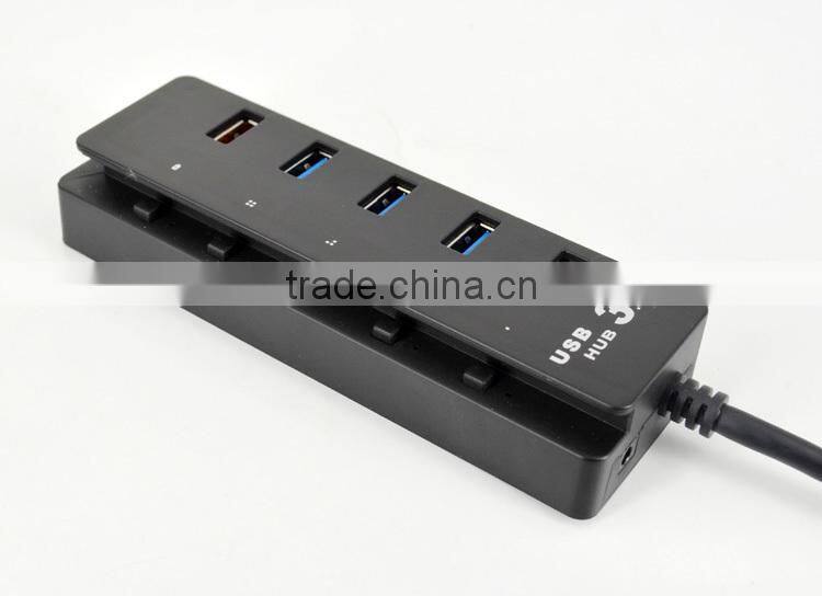 Super Speed usb 3.0 hub, 5 port usb 3.0 hub with individual on/off switches , 4 port USB HUB +1 quick charging port