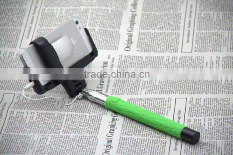 S00846 D09 Wired control version monopod with rear mirror to use rear camera 3.5mm cable selfie monopod for iOS android phones