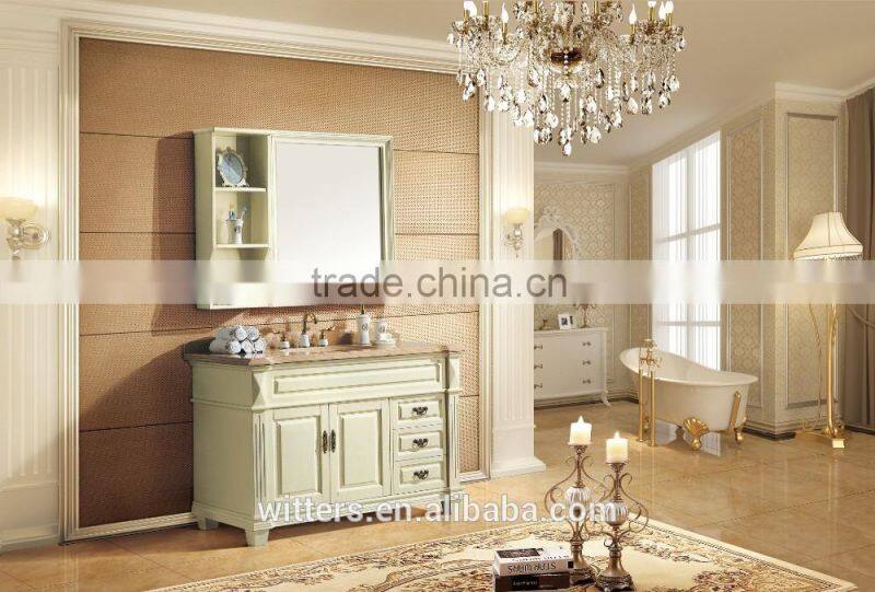 Traditional wood antique vanity unit only white fixture WTS841