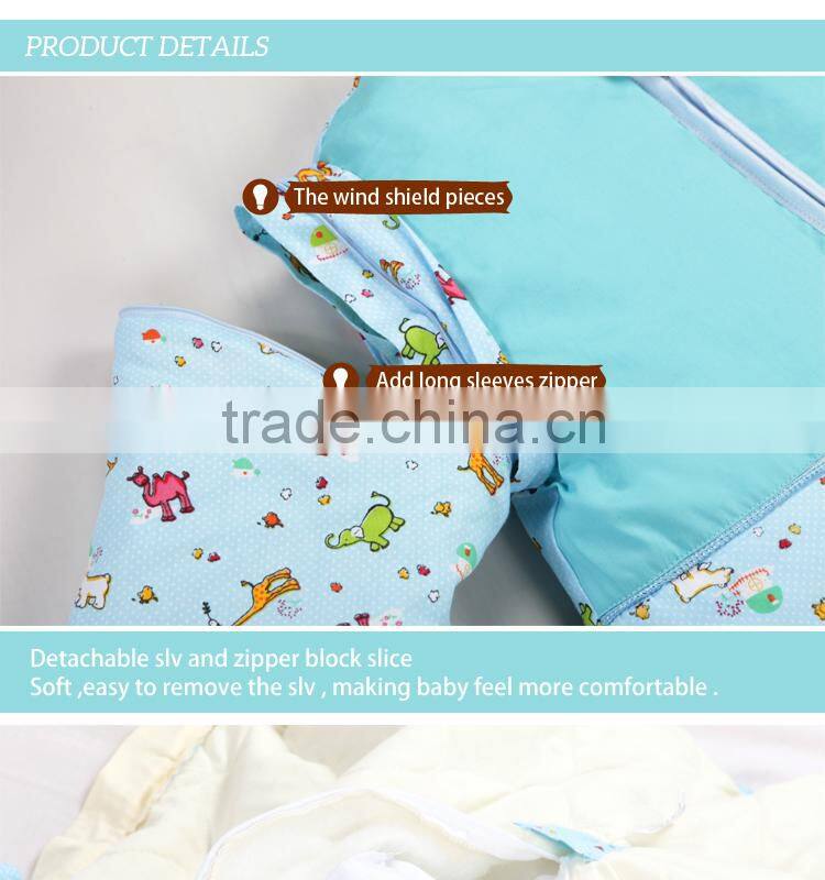 Infant kids anti kicking quilt sleeping bag for four seasons detachable fillings blue style