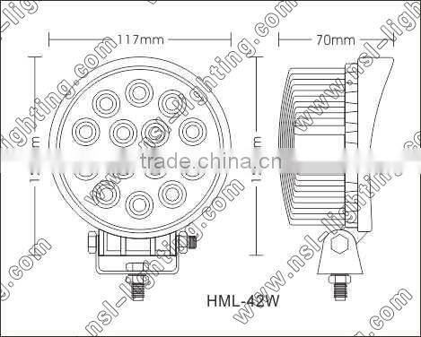 42w 10-30v DC 14pcs*3w high intensity Epsitar LEDs high power led lights work light 42w led work light