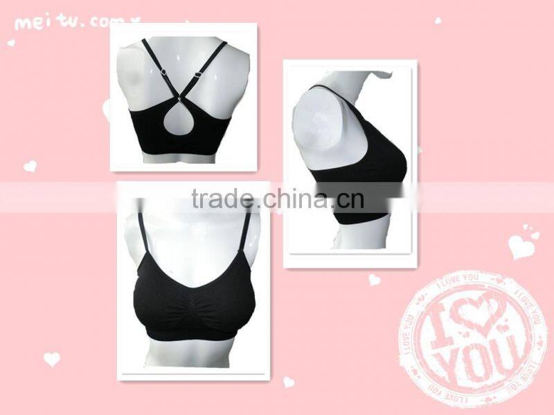 black genie bra with cross stripe at back using a ring with pads