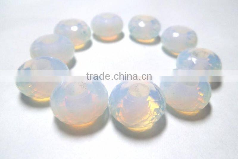 AAA Chinese Fire Opal Fancy Stylist Rondelle Big Hole Beads