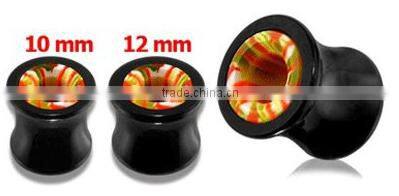 0 Gauge Aqua Ferido Crystal Black Acrylic Screw Fit Plug