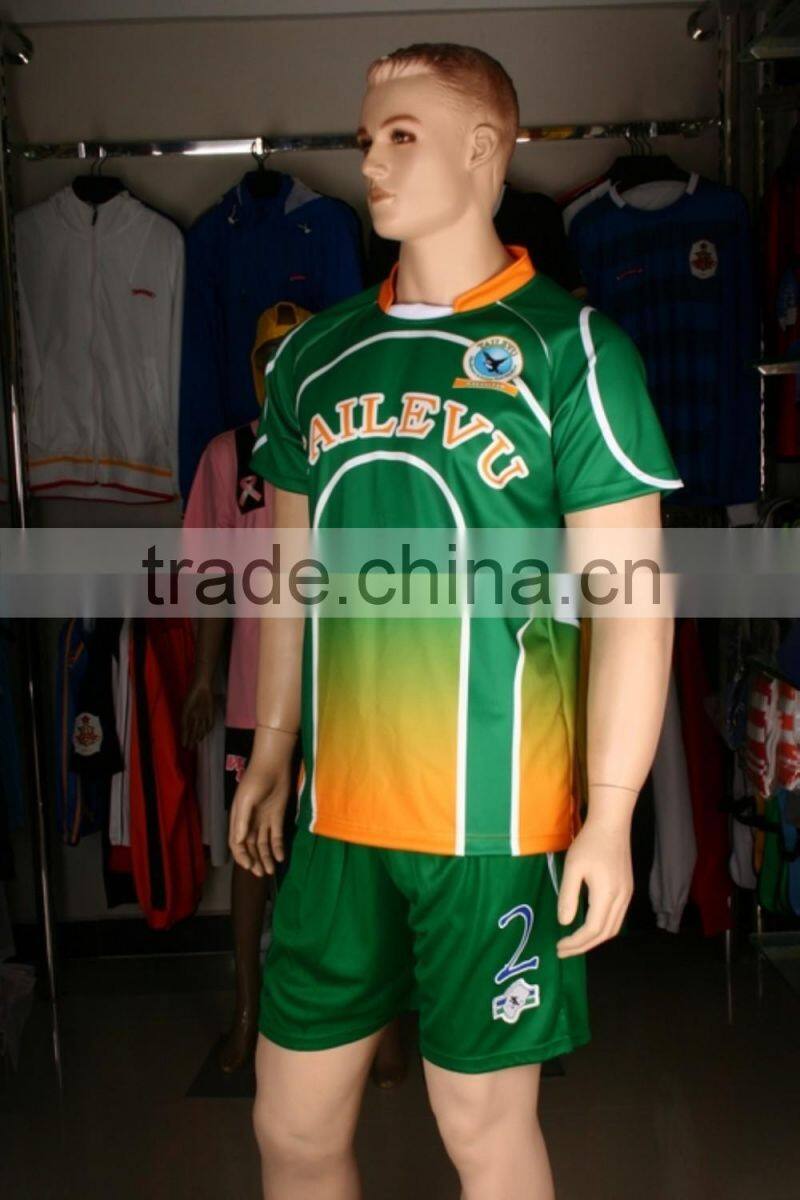 Green Color Sublimation Latest Rugby Jersey Uniform Shirts Design