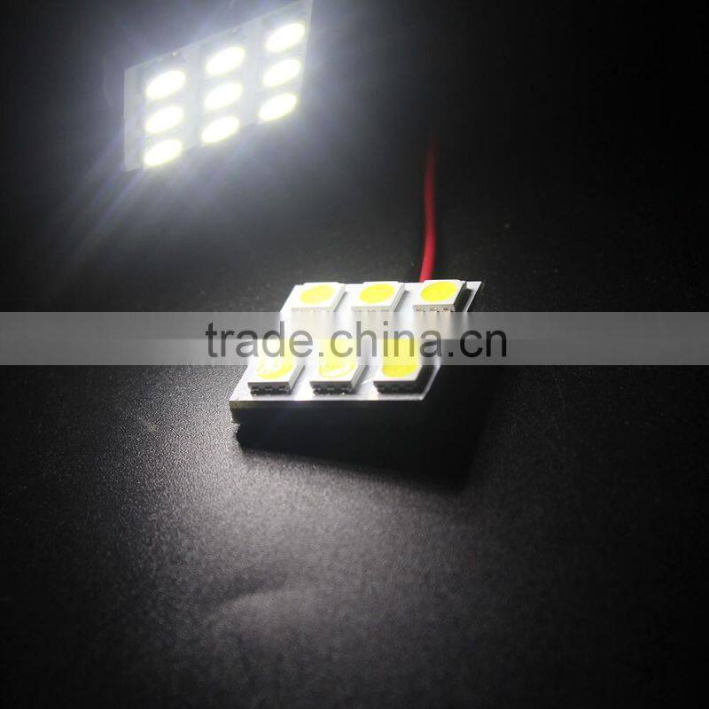 T10 Ba9s Festoon with 3 Adapters 9SMD 5050 9 smd led 3 Chips Car panel roof reading light Bulb Lamps lights white