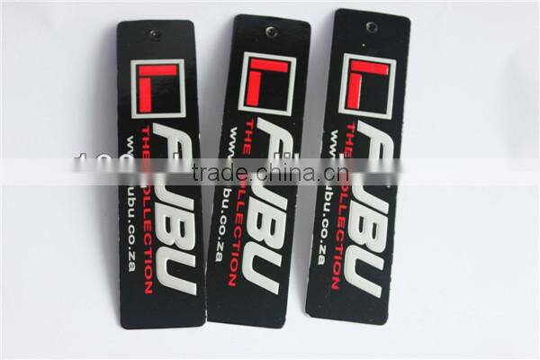 2014 Cheap 350g coated recycled paper embossing tags with string