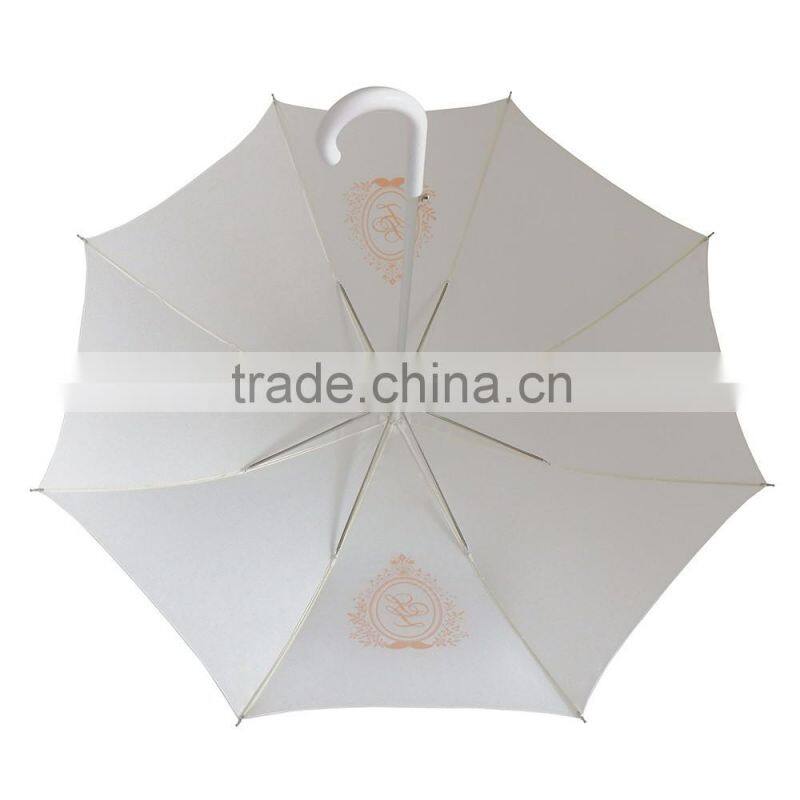 White plain aluminum material custom printing long umbrella