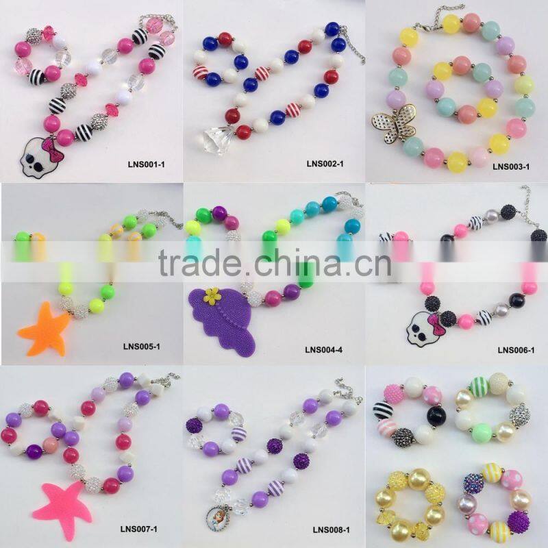 wholesale chunky bubble set kids bead necklace with bracelet