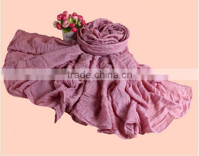 2014 Hot Women Fashion Solid Cotton Linen Scarf Long Warm Soft Silk Wrinkle Scarf Shawl Cape