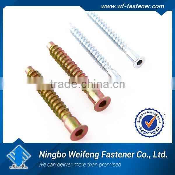 High quality confirmat screw carbon steel ZP hex socket furniture screw, furniture screw
