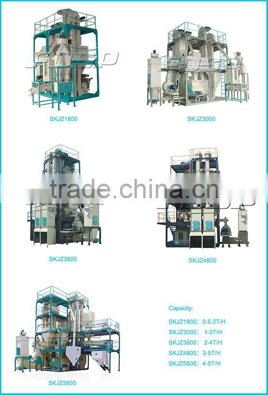 3tph Small Feed Mill Plant(SKJZ3800)/Poultry feed and pellet production plant