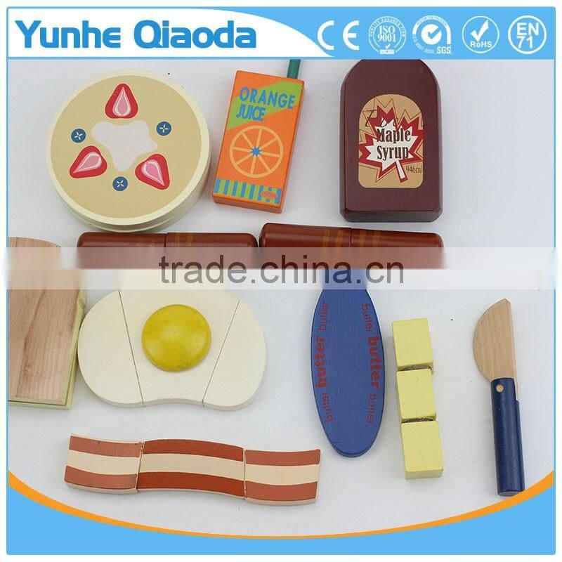 Fun durable wooden food set for years of play wooden breakfast set Solid Wood Version