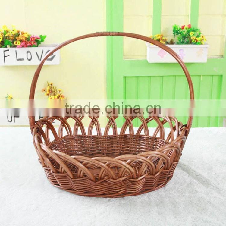 S&D eco-friendly 100% hand made poly rattan wicker gift basket with handle