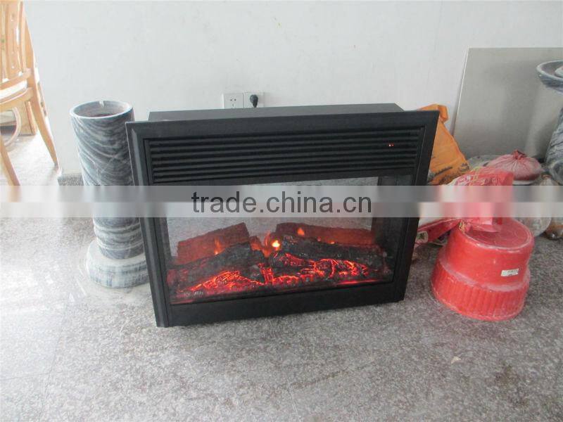 Italian Arabescato White Marble Fireplace Mantel Surrounding With Remote Control Insert