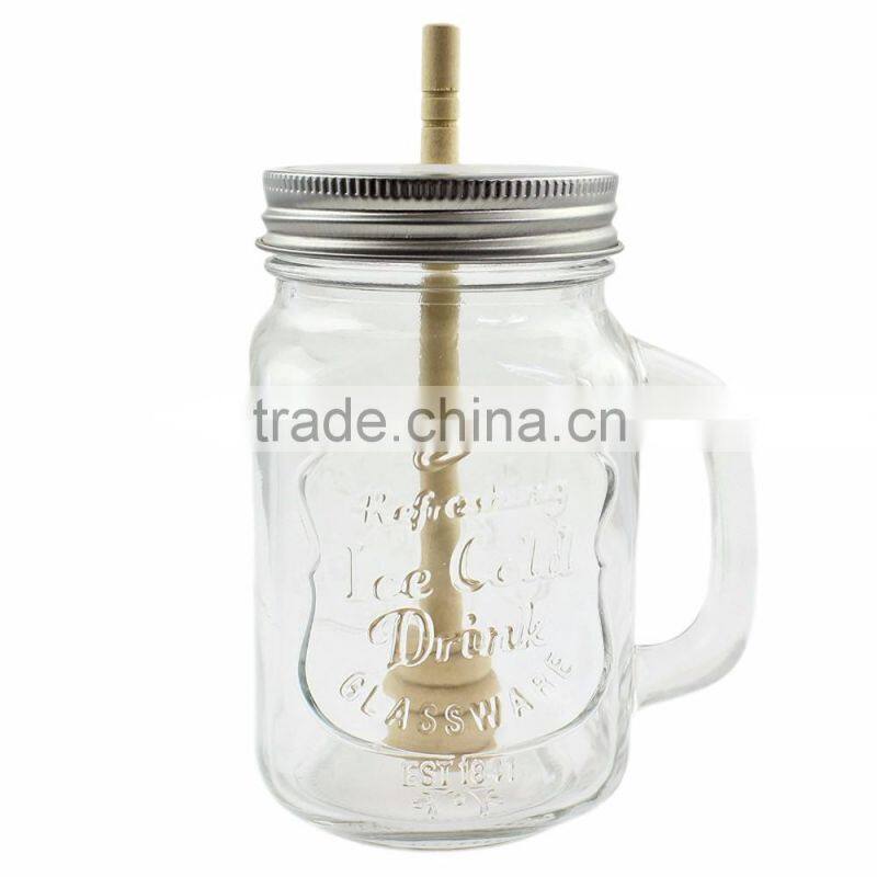 Haonai wholesale glass honey mason jar with handle