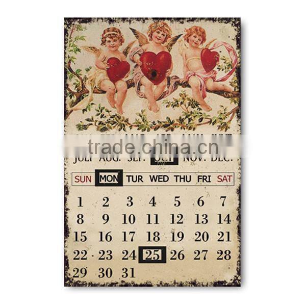 Retro Metal Sign Tin Sign Calendar Floral Metal Sign Wall Plaque