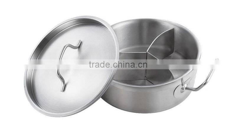 Two Handle Hot Pot With Three Compartments Without Lid